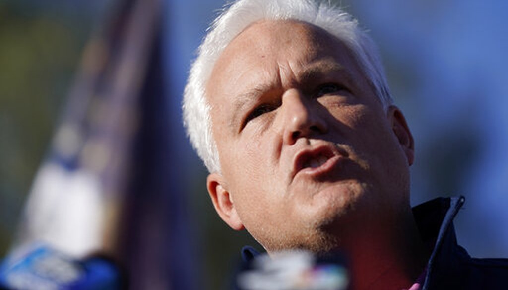Matt Schlapp, chairman of the American Conservative Union, speaks during a news conference in front of the Clark County Election Department on Nov. 5, 2020, in Las Vegas. (AP/Locher)