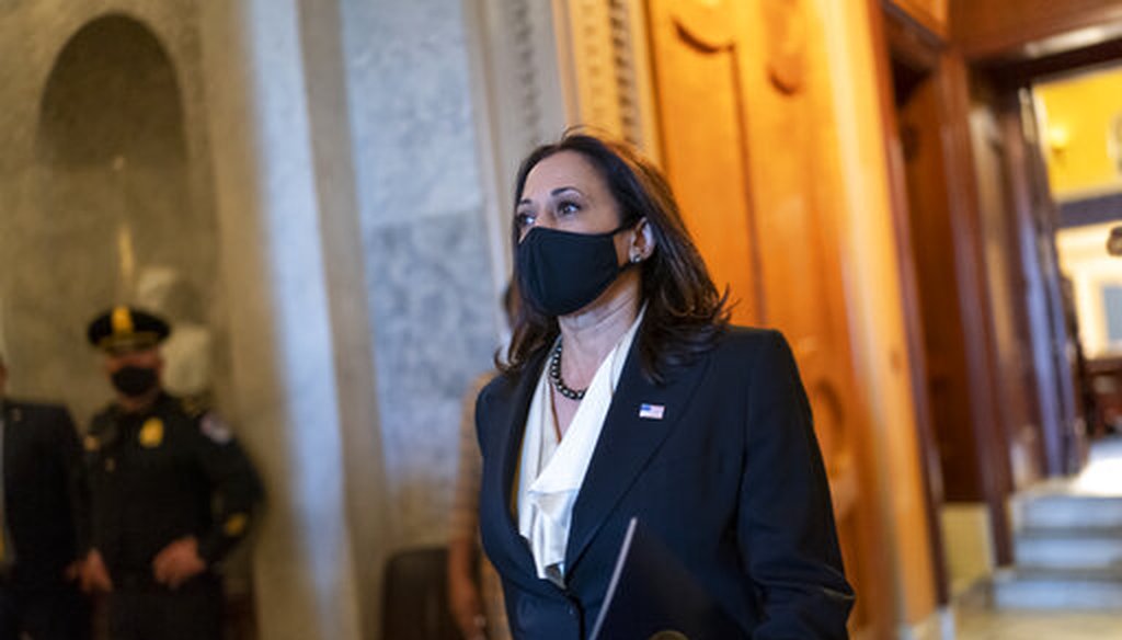 Vice President-elect Sen. Kamala Harris, D-Calif., walks from the Senate chamber after voting against President Donald Trump's choice for the Federal Reserve Board of Governors, Judy Shelton, at the Capitol in Washington on Nov. 17, 2020. (AP/Applewhite)