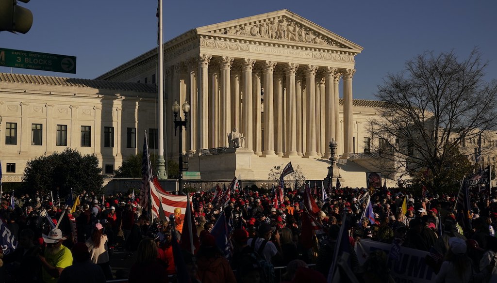 Supporters of then-President Donald Trump march outside of the Supreme Court building in Washington on Nov. 14, 2020. (AP)