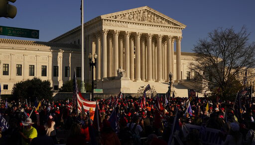 Supporters of then-President Donald Trump march outside of the Supreme Court building in Washington on Nov. 14, 2020. (AP)