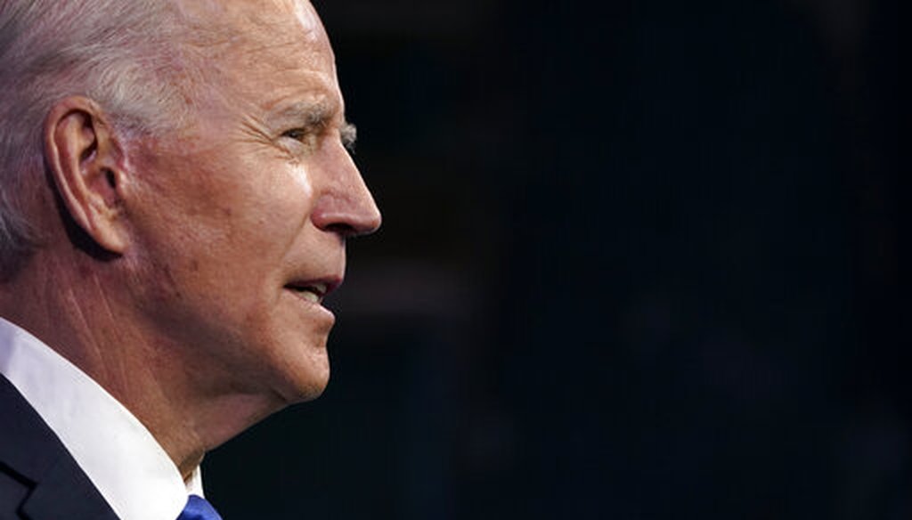 President-elect Joe Biden speaks after the Electoral College formally elected him as president on Dec. 14, 2020, at The Queen theater in Wilmington, Del. (AP/Semansky)