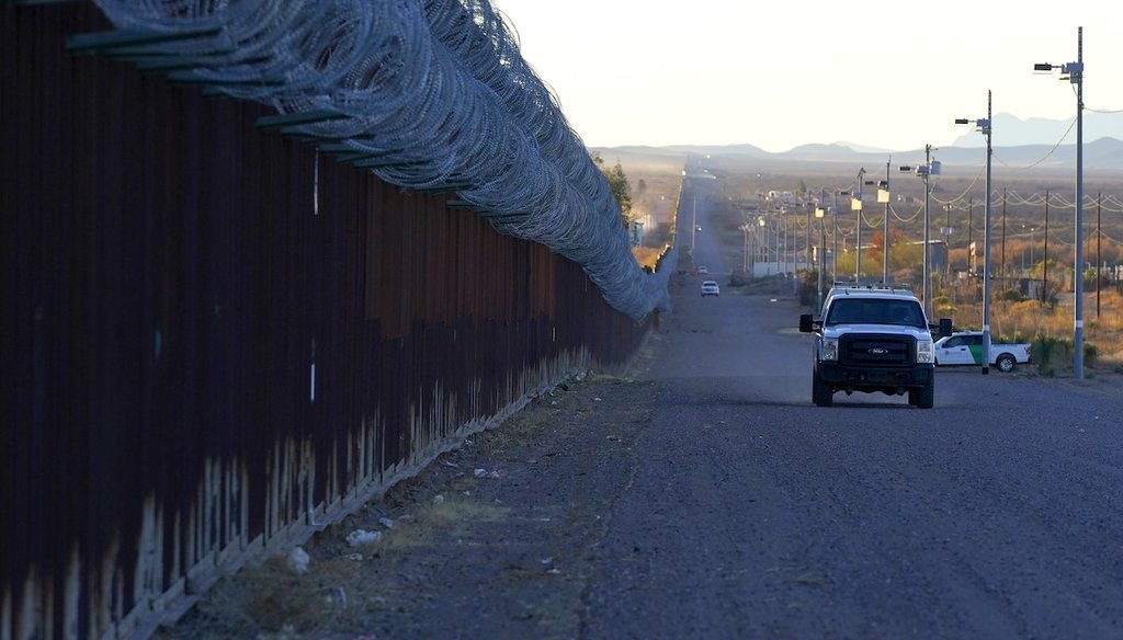 A U.S. Border Patrol vehicle drives along the U.S.-Mexico border Dec. 15, 2020, in Douglas, Ariz. (AP)