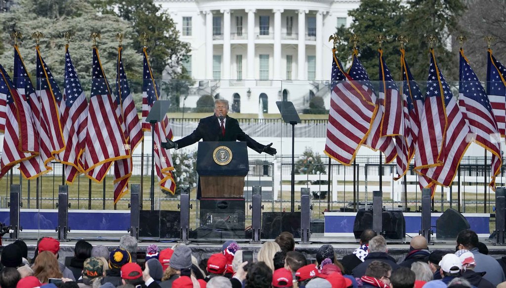 President Donald Trump speaks at a rally near the White House on Jan. 6, 2021, in Washington. (AP)