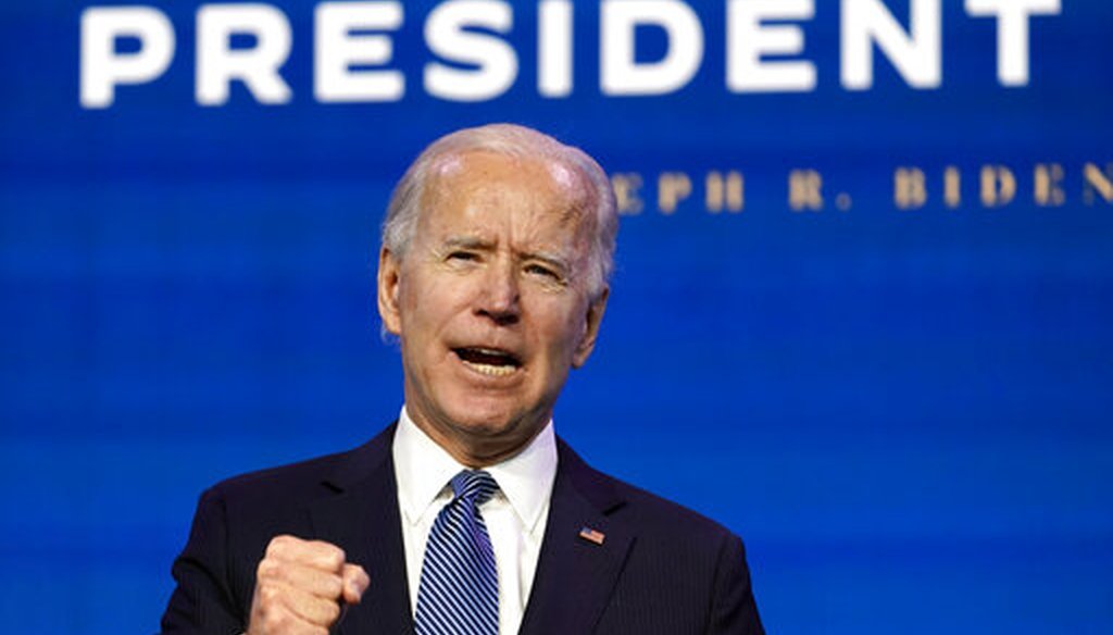 President-elect Joe Biden speaks during an event at The Queen theater in Wilmington, Del., Jan. 7, 2021. (AP)