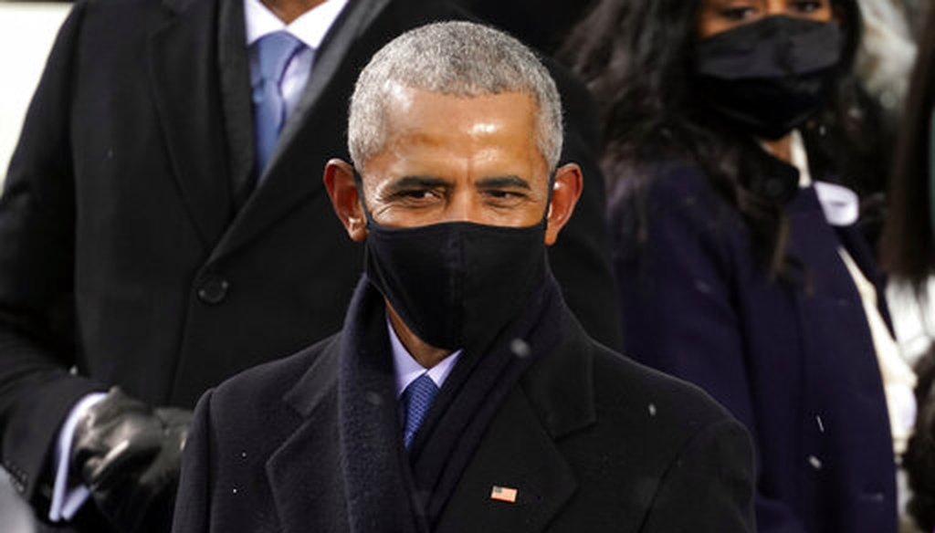 Former President Barack Obama arrives for the inauguration of President Joe Biden on Jan. 20, 2021. (AP)