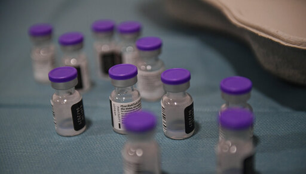 Pfizer coronavirus vaccines before being administered. (AP)