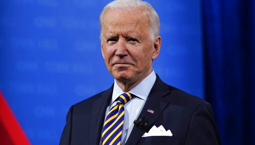 President Joe Biden during a break in a televised town hall event in Milwaukee on Feb. 16, 2021. (AP)