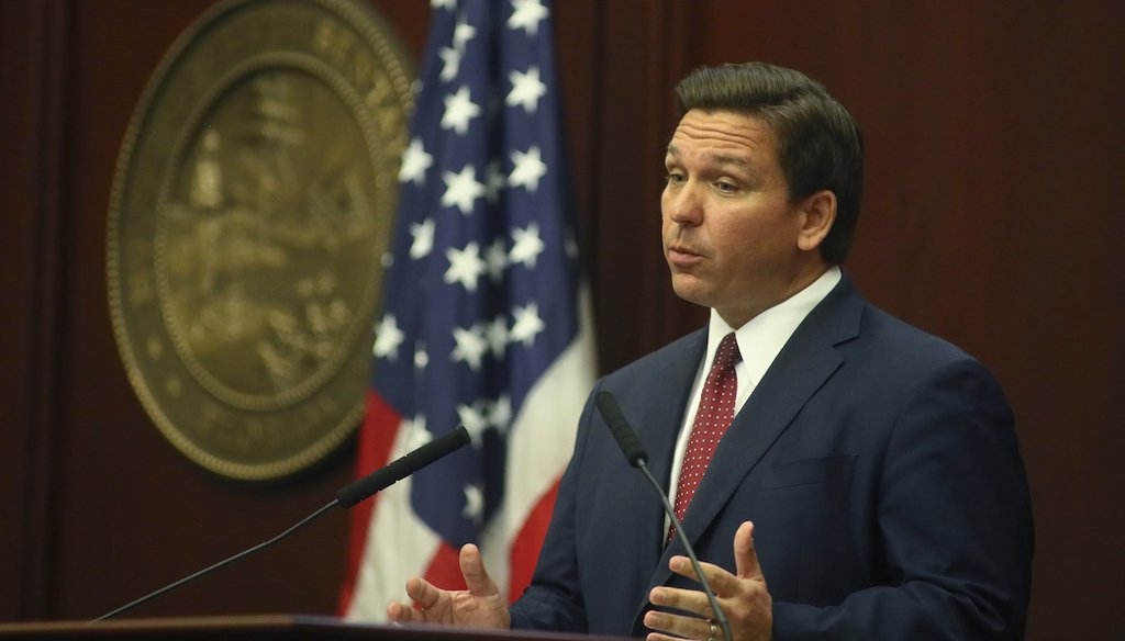 Florida Gov. Ron DeSantis speaks during his State of the State address at the Capitol in Tallahassee, Fla., March 2, 2021. (AP)