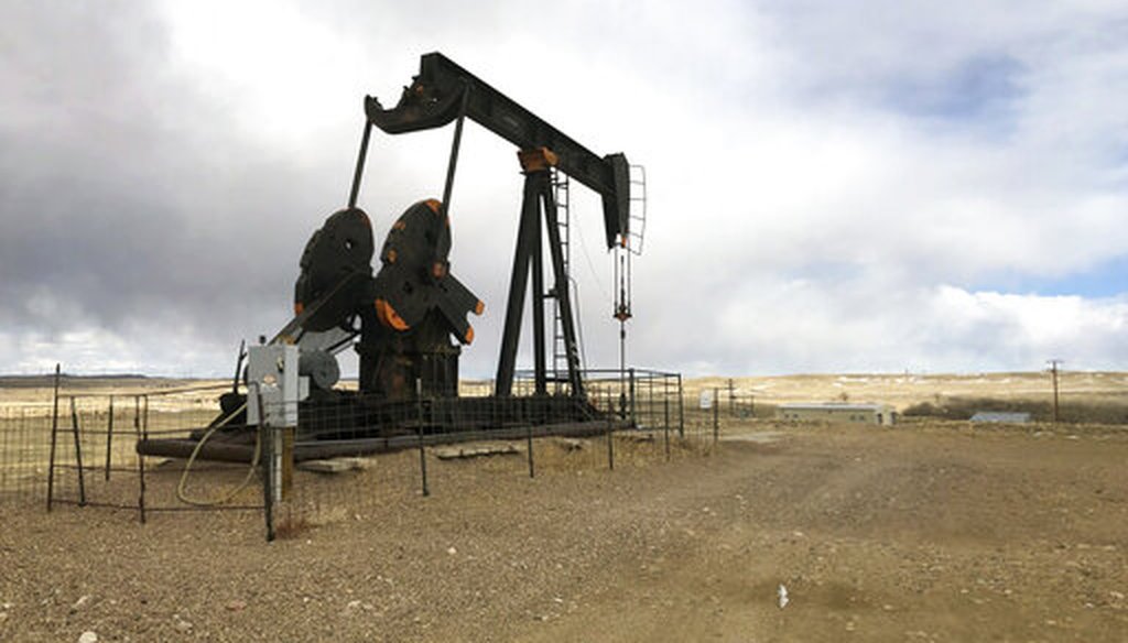 An oil well east of Casper, Wyo., on Feb. 26, 2021. (AP)