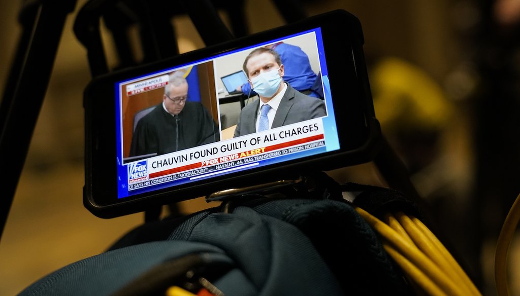 Former Minneapolis Police Officer Derek Chauvin is seen on a livestream after being convicted in the murder of George Floyd, on April 20, 2021, in Minneapolis. (AP/Minchillo)