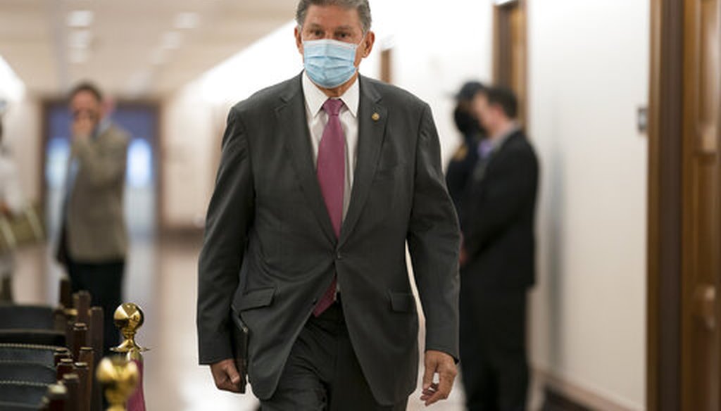 Sen. Joe Manchin, D-W.Va., heads to a Senate hearing on April 27, 2021. (AP)