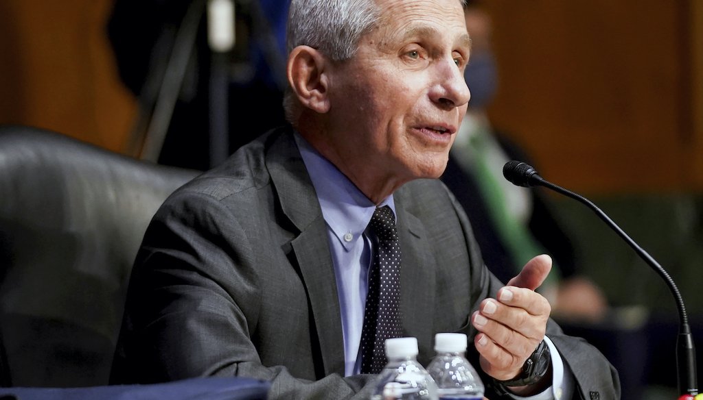 Dr. Anthony Fauci, director of the National Institute of Allergy and Infectious Diseases, testifies during a Senate Health, Education, Labor, and Pensions hearing to examine an update from Federal officials on efforts to combat COVID-19 on May 11 (AP)