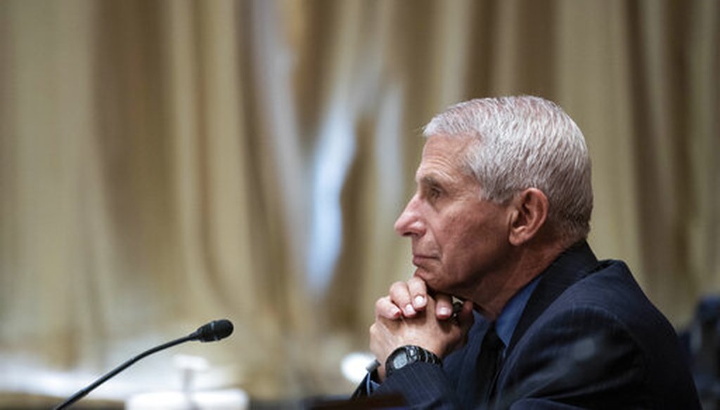 Dr. Anthony Fauci, director of the National Institute of Allergy and Infectious Diseases, listens during a Senate Appropriations Subcommittee hearing on May 26, 2021. (AP)