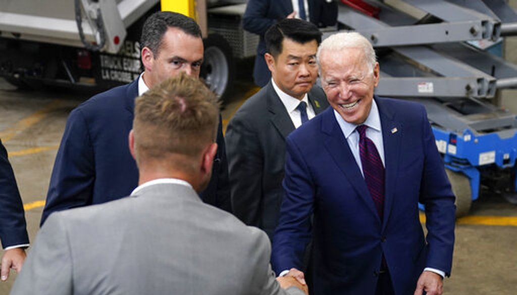 President Joe Biden after speaking about infrastructure spending at the La Crosse Municipal Transit Authority in Wisconsin on June 29, 2021. (AP)
