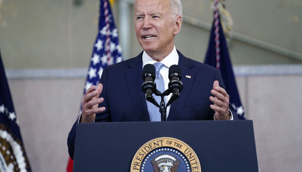 President Joe Biden delivers a speech on voting rights at the National Constitution Center in Philadelphia on July 13, 2021. (AP)