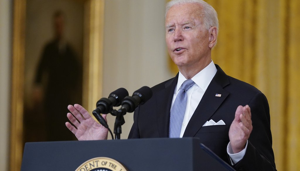 President Joe Biden speaks about Afghanistan from the White House on Aug. 16, 2021, in Washington. (AP/Vucci)