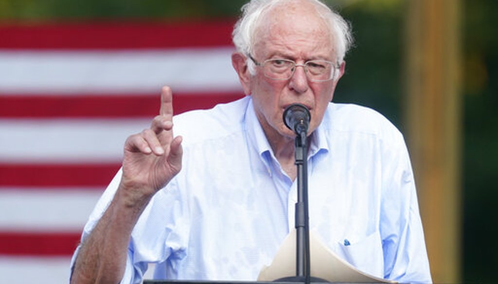 Sen. Bernie Sanders, I-Vt., speaks on Aug. 27, 2021, in West Lafayette, Ind. (AP)