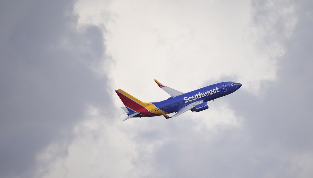 A Southwest Airlines jetliner takes off from a runway at Denver International Airport on Sept. 14, 2021, in Denver. (AP)