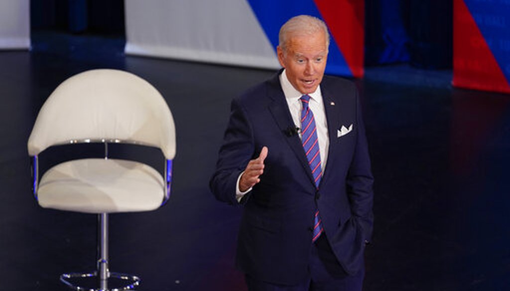 President Joe Biden takes part in a CNN town hall in Baltimore on Oct. 21, 2021. (AP)