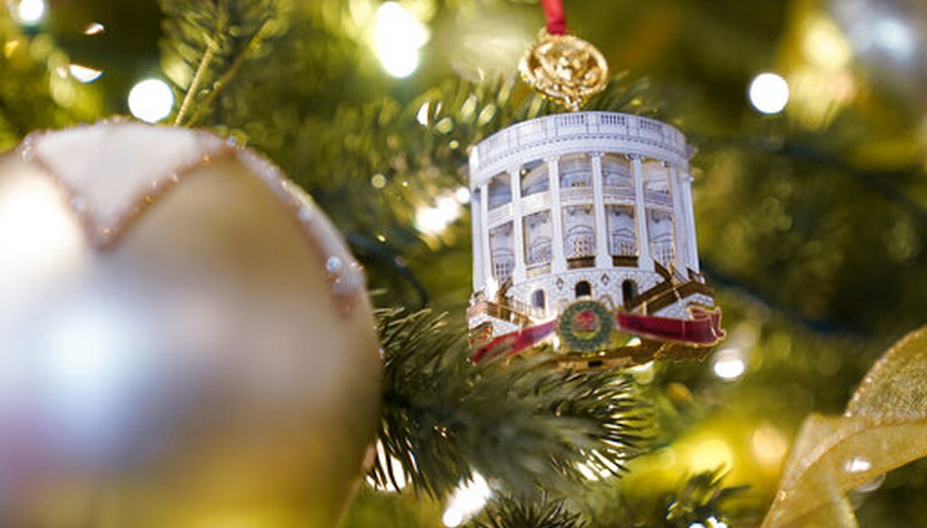The White House Historical Association's 2019 Christmas tree ornament that depicts the White House, specifically the south side, to honor President Harry Truman. (AP)