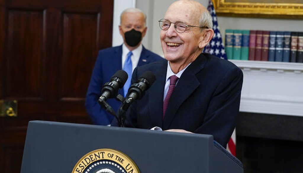Supreme Court Justice Stephen Breyer announces his retirement at the White House on Jan. 27, 2022, as President Joe Biden looks on. (AP)