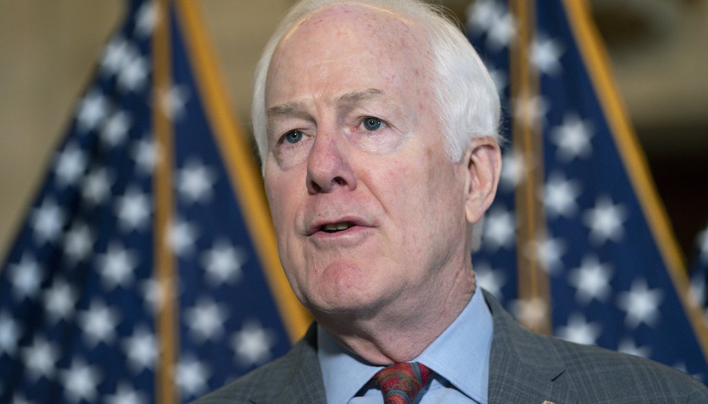 Sen. John Cornyn, R-Texas, speaks to the media about the southern border of the U.S., Feb., 2, 2022, on Capitol Hill in Washington. (AP)