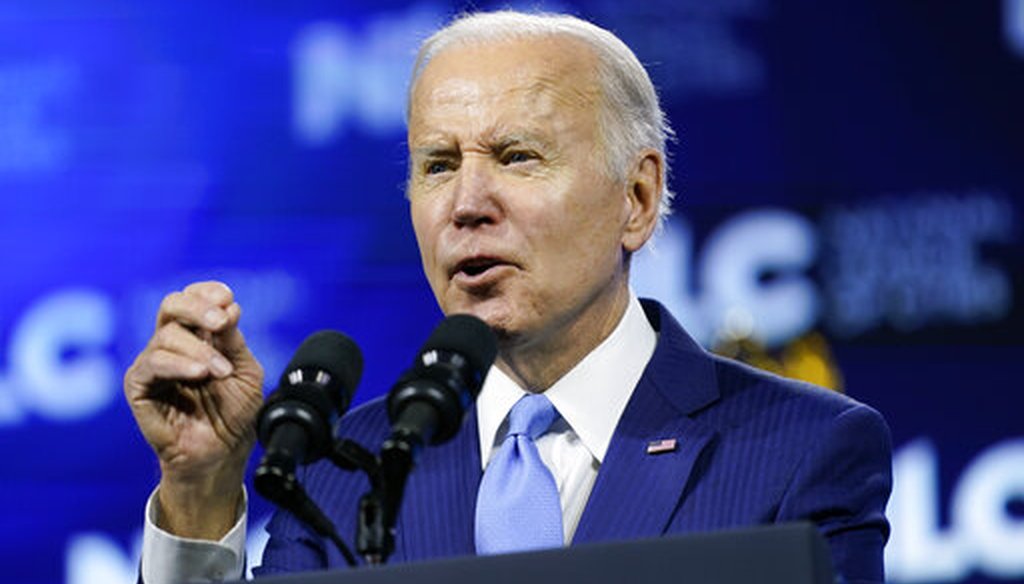 President Joe Biden speaks at a National League of Cities conference in Washington, D.C., on March 14, 2022. (AP)
