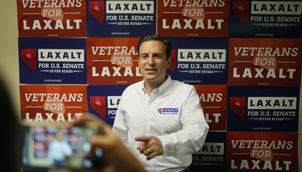 Republican Nevada Senate candidate Adam Laxalt poses for a photo during a campaign event on June 11, 2022, in Las Vegas. (AP)