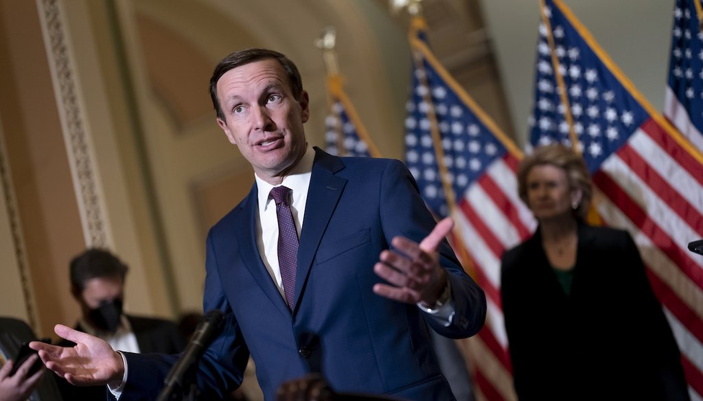 Sen. Chris Murphy, D-Conn., speaks to reporters outside the chamber to answer questions about his efforts to reach a bipartisan Senate agreement to rein in gun violence, June 14, 2022. (AP)