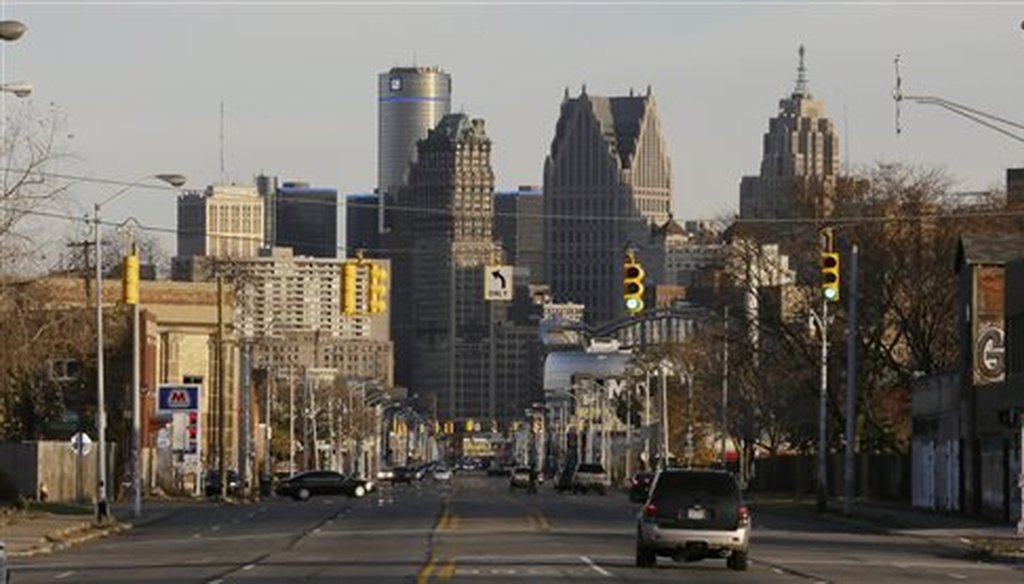 The skyline of Detroit in 2014. The city underwent a period of bankruptcy, something that states aren't allowed to do under current law. (AP)