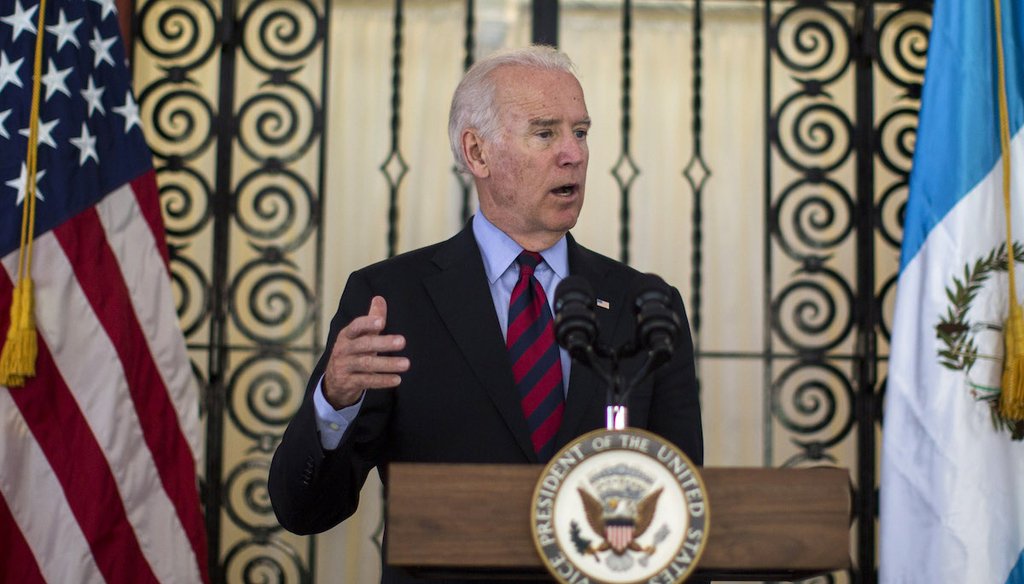 Then-Vice President Joe Biden speaks during a news conference in Guatemala City on June 20, 2014. (AP)
