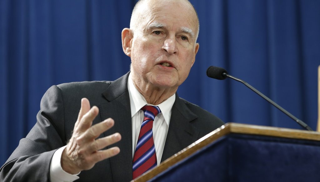 California Gov. Jerry Brown answers a question at the state Capitol in Sacramento in January 2016. AP Photo/Rich Pedroncelli