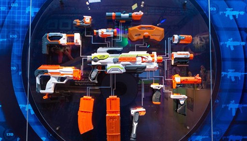 Hasbro introduces Nerf Modulus on Saturday, Feb 14, 2015 at its showroom during the North American International Toy Fair in New York (Photo by Matt Peyton/Invision for Hasbro/AP Images)