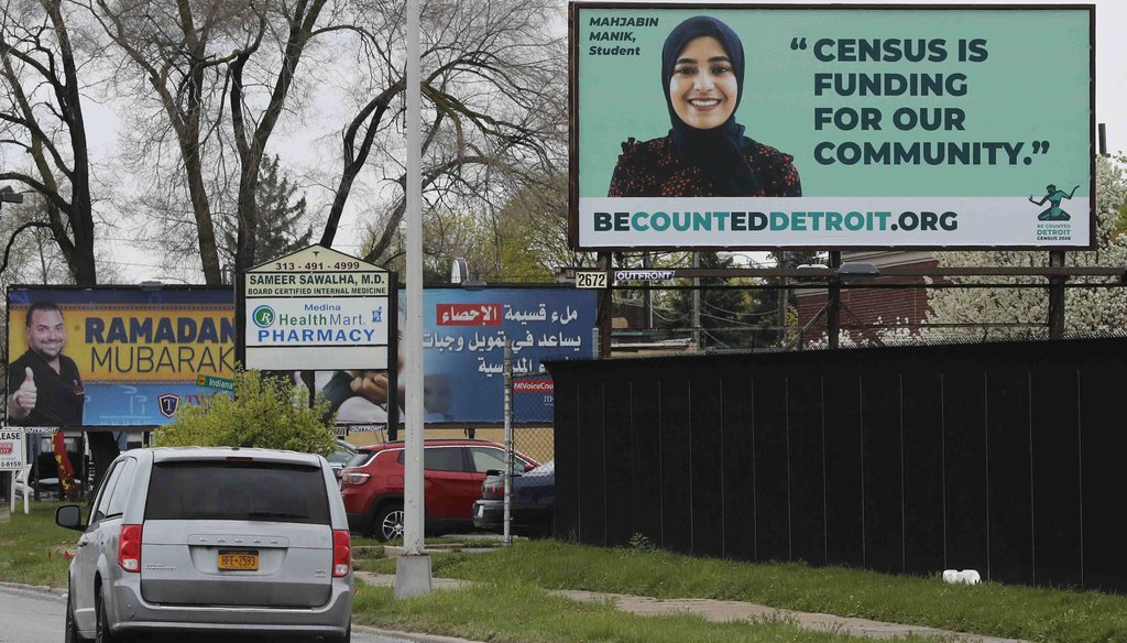 A billboard urges Detroit's Arab American community to complete the 2020 census (AP Photo/Carlos Osorio)