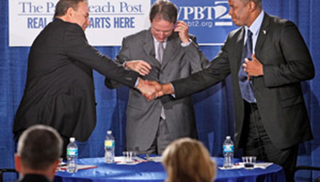 Kendrick Meek and Jeff Greene debated for the first time on June 22, 2010.