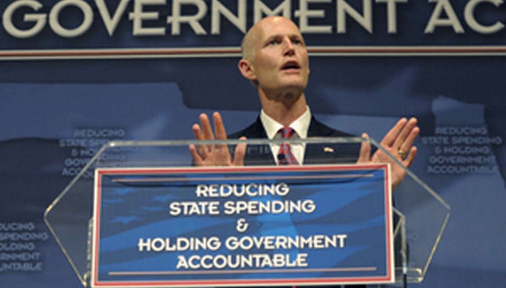 Florida Gov. Rick Scott announces his budget plan in Eustis on Feb. 7, 2011.