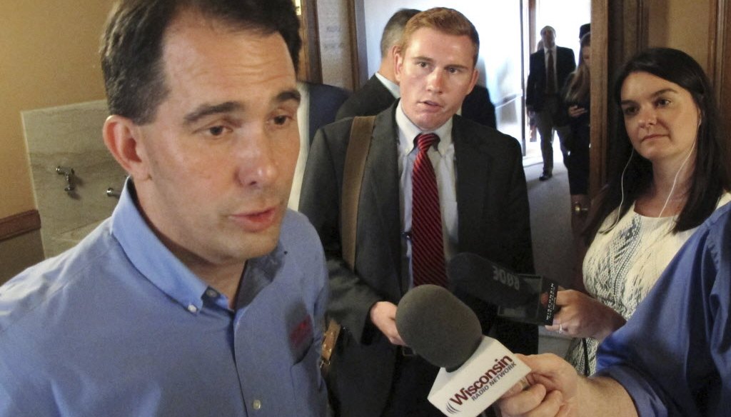 Gov. Scott Walker of Wisconsin touted the state's business climate under his watch. (Associated Press photo)