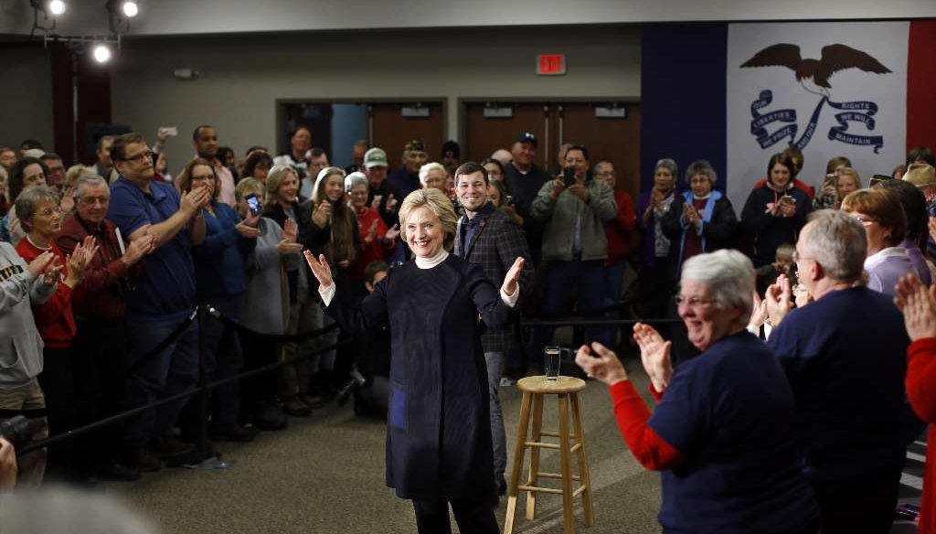 Hillary Clinton spoke in Toledo, Iowa, Monday night. PolitiFact was there to analyze some of her statements. (AP)