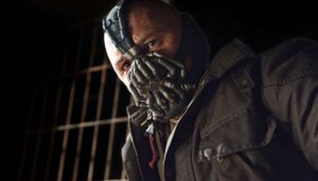 Bane, a super-strong prison escapee, is the villain in Dark Knight Rises. (AP photo)
