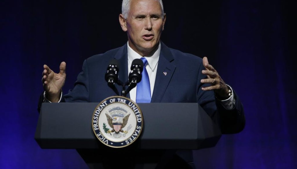 Vice President Mike Pence addresses a National Governors Association session titled "Collaborating to Create Tomorrow's Global Economy" at the second day of the NGA meeting Friday, July 14, 2017, in Providence, R.I. (AP)