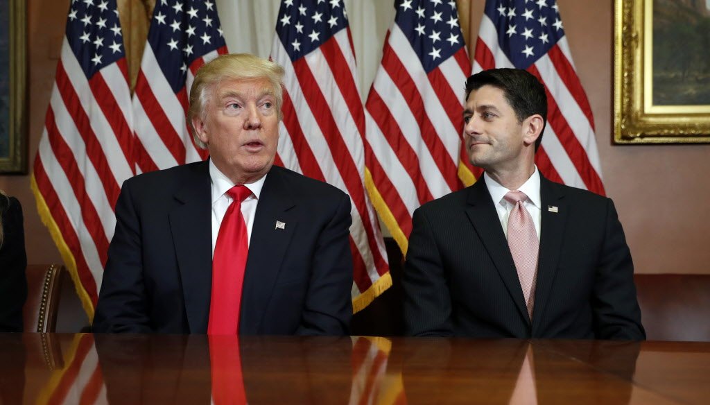 President-elect Donald Trump meets with U.S. House Speaker Paul Ryan, a Republican from Wisconsin. (Associated Press photo)