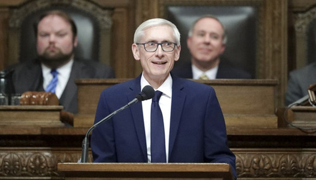Wisconsin Gov. Tony Evers unveiled his state budget at the State Capitol Feb. 28, 2019, in Madison, Wis. Evers, a Democrat, unveiled his plan during a joint meeting of the Legislature. (Associated Press).