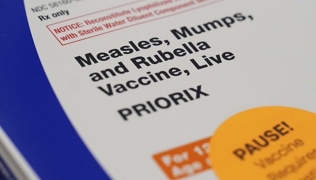A box containing doses of the measles, mumps, and rubella vaccine (MMR) are displayed at a CVS Pharmacy, Sept. 9, 2025, in Miami. (AP)
