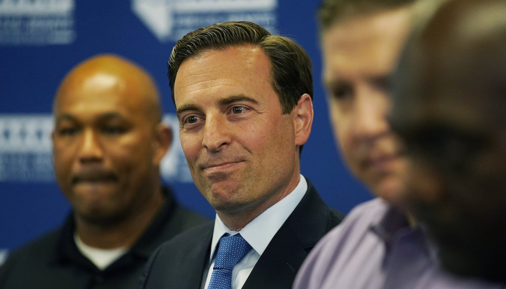 Adam Laxalt, the 2022 Republican nominee for U.S. Senate in Nevada, appears at a news conference for his campaign in Las Vegas on Aug. 4, 2022. (AP)