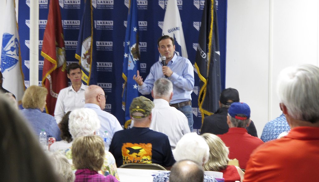 Adam Laxalt, the 2022 Republican nominee for U.S. Senate in Nevada, gives a campaign speech at the VFW in Reno, Nev., on Sept. 1, 2022. (AP)