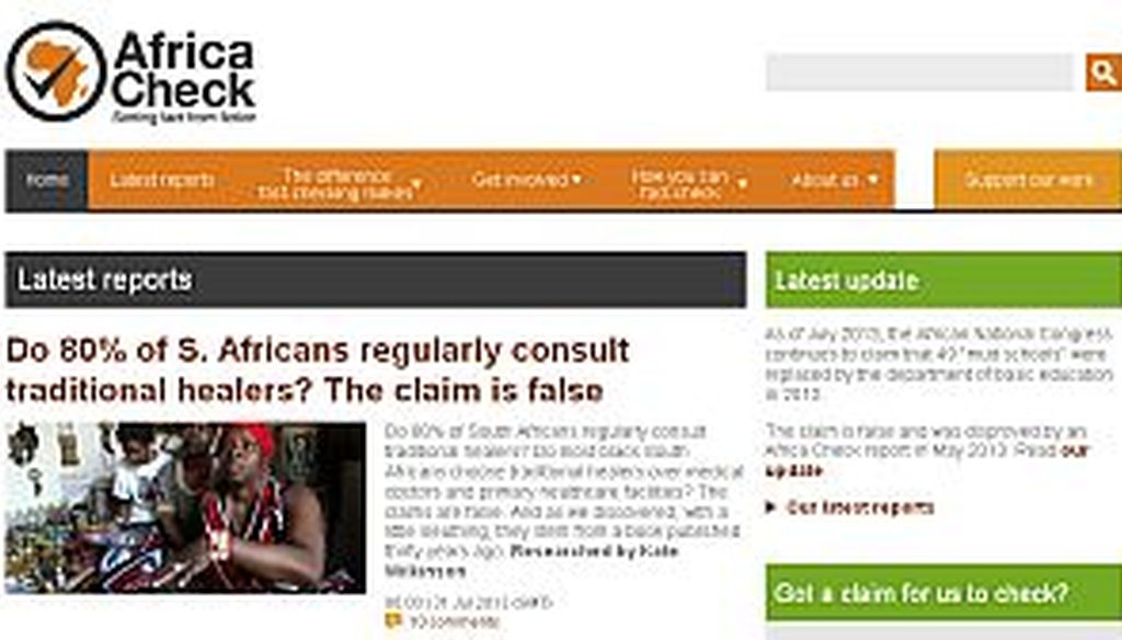 A group of journalists in South Africa recently started the website Africa Check.