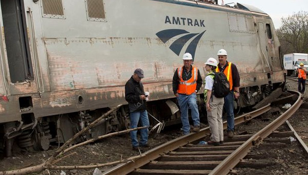 Cassandra Johnson of the National Transportation Safety Board works with officials on the scene of the Amtrak Train 188 Derailment in Philadelphia, Pa. (National Transportation Safety Board)