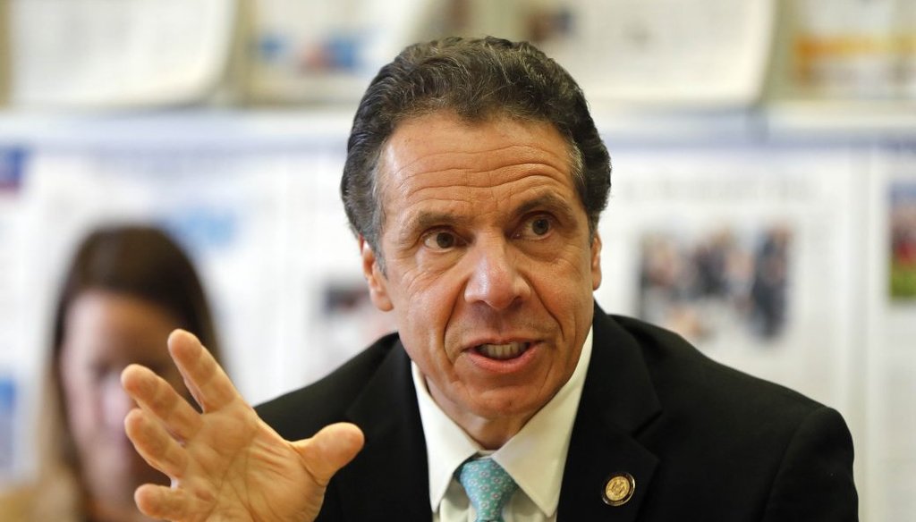 Gov. Andrew Cuomo speaks at a Buffalo News editorial board meeting in 2019. (Mark Mulville/Buffalo News)