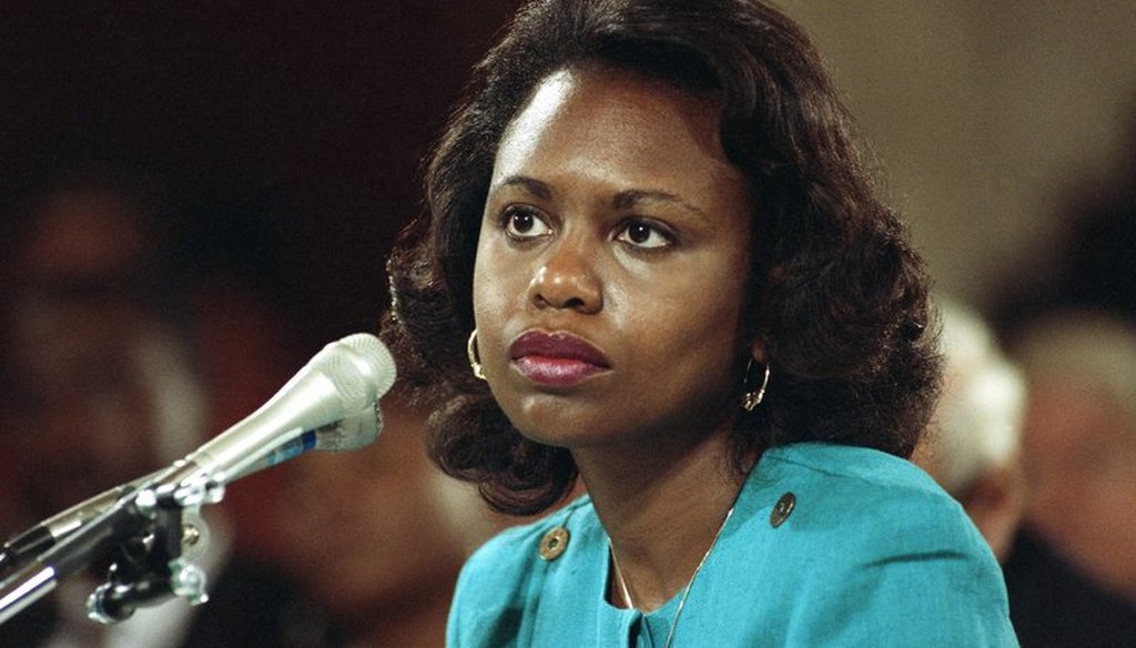 In this Oct. 11, 1991 file photo University of Oklahoma law professor Anita Hill testifies before the Senate Judiciary Committee on the nomination of Clarence Thomas to the Supreme Court on Capitol Hill.(AP Photo, File)