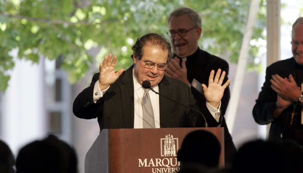 The late U.S. Supreme Court Justice Antonin Scalia spoke at the dedication of Eckstein Hall at Marquette University Law School in Milwaukee on Sept. 8, 2010. His death created a debate in the 2016 presidential campaign. (Milwaukee Journal Sentinel photo)